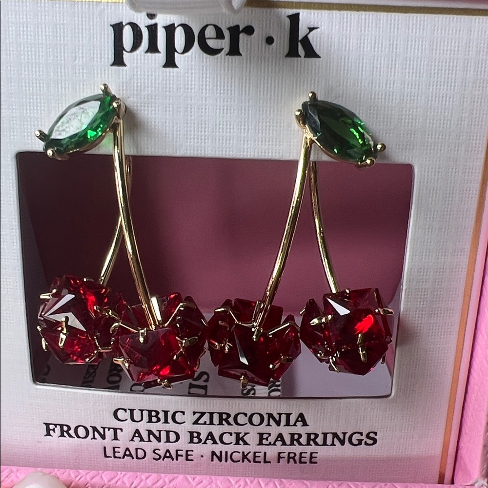 Piper K | Cherry 🍒 Dangle Earrings - Picture 7 of 7
